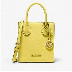 Michael Kors - Mercer Extra-Small Pebbled Leather Crossbody Bag - Sunshine